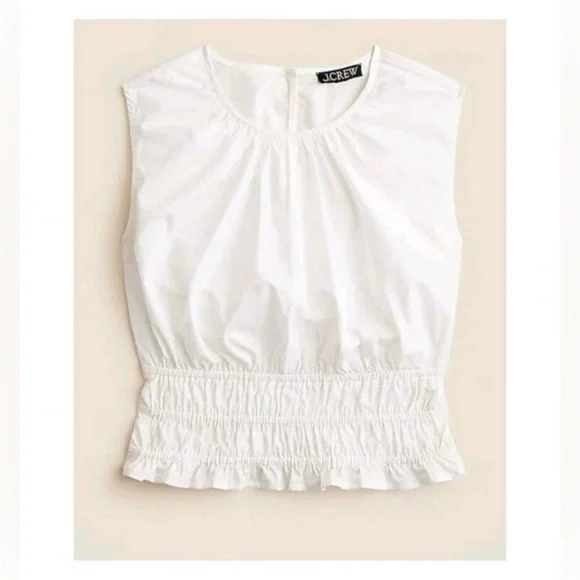 J Crew Hyacinth Top in Cotton Poplin in White Size Medium NWOT - Picture 2 of 8